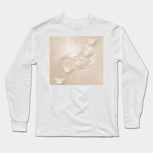 Butterflies and wattle in beige Long Sleeve T-Shirt